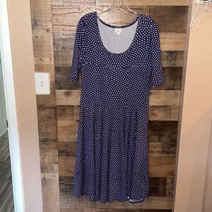 LuLaRoe Blue & Taupe Patterned Nicole Dress